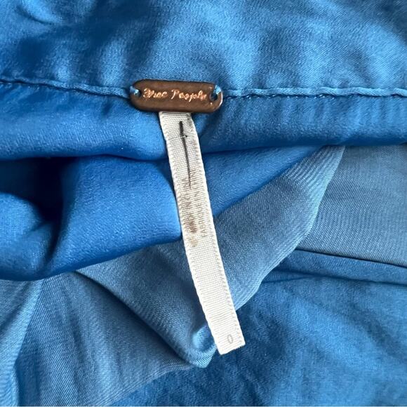 Free People Women’s Aida Collared Long Sleeve Silky Cobalt Blue Shirt Maxi Dress - Picture 4 of 15